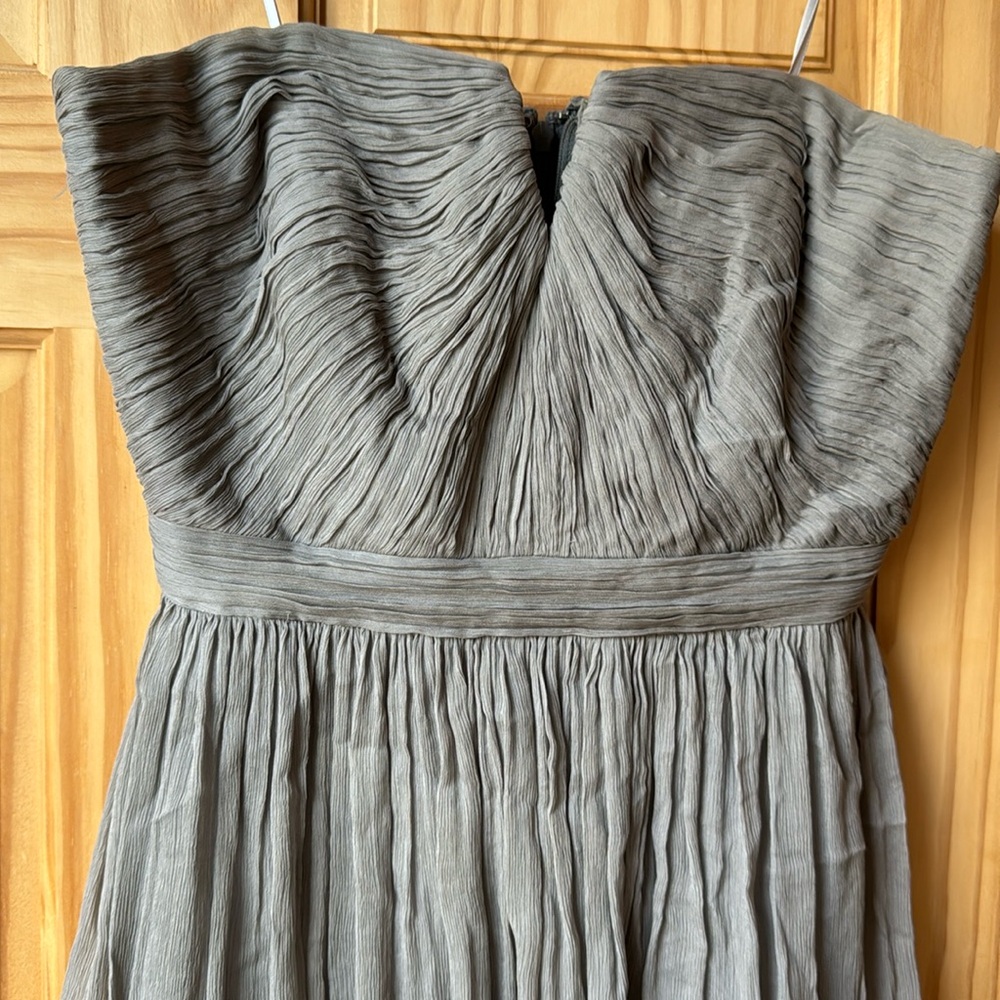 J CREW strapless dress gray hundred percent silk